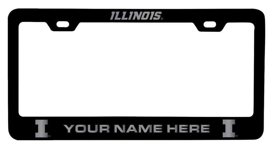 Customizable Illinois Fighting Illini NCAA Laser-Engraved Metal License Plate Frame - Personalized Car Accessory