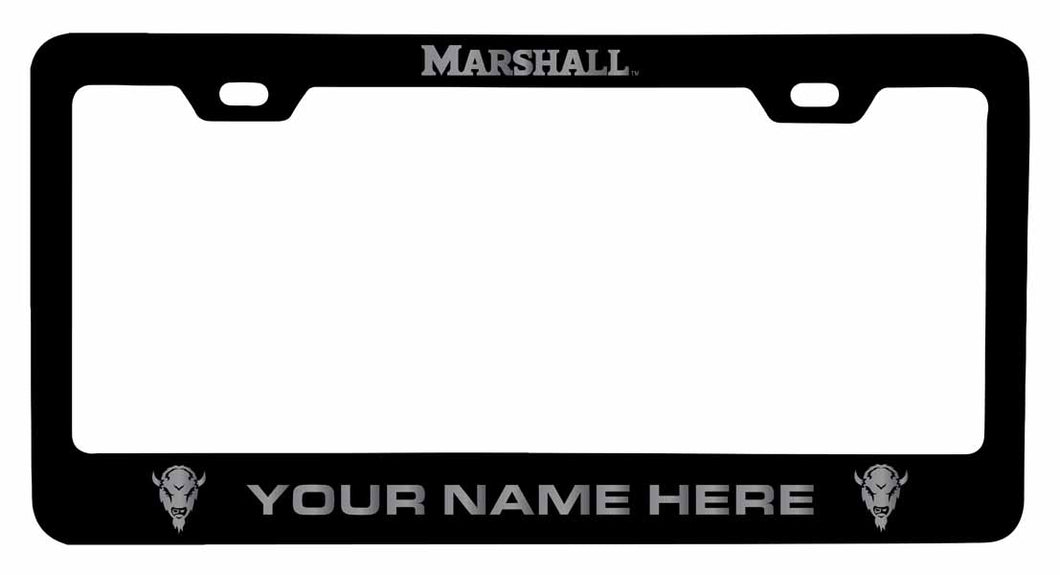 Customizable Marshall Thundering Herd NCAA Laser-Engraved Metal License Plate Frame - Personalized Car Accessory