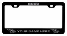 Load image into Gallery viewer, Customizable North Carolina Central Eagles NCAA Laser-Engraved Metal License Plate Frame - Personalized Car Accessory
