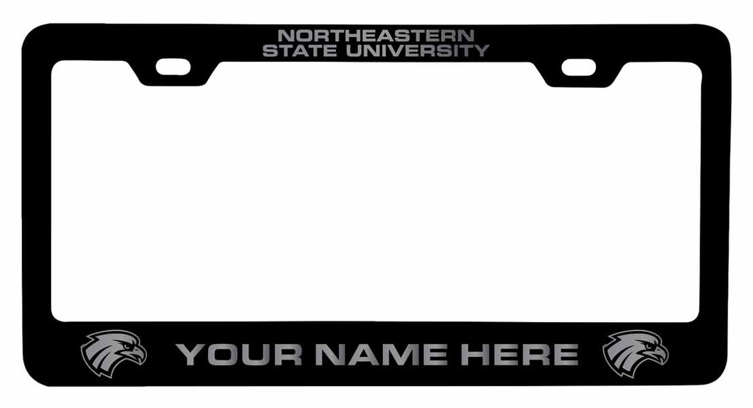 Customizable Northeastern State University Riverhawks NCAA Laser-Engraved Metal License Plate Frame - Personalized Car Accessory