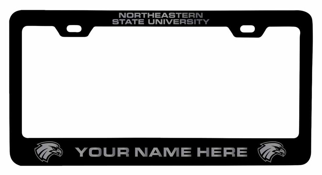 Collegiate Custom Northeastern State University Riverhawks Metal License Plate Frame with Engraved Name
