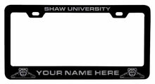 Load image into Gallery viewer, Customizable Shaw University Bears NCAA Laser-Engraved Metal License Plate Frame - Personalized Car Accessory
