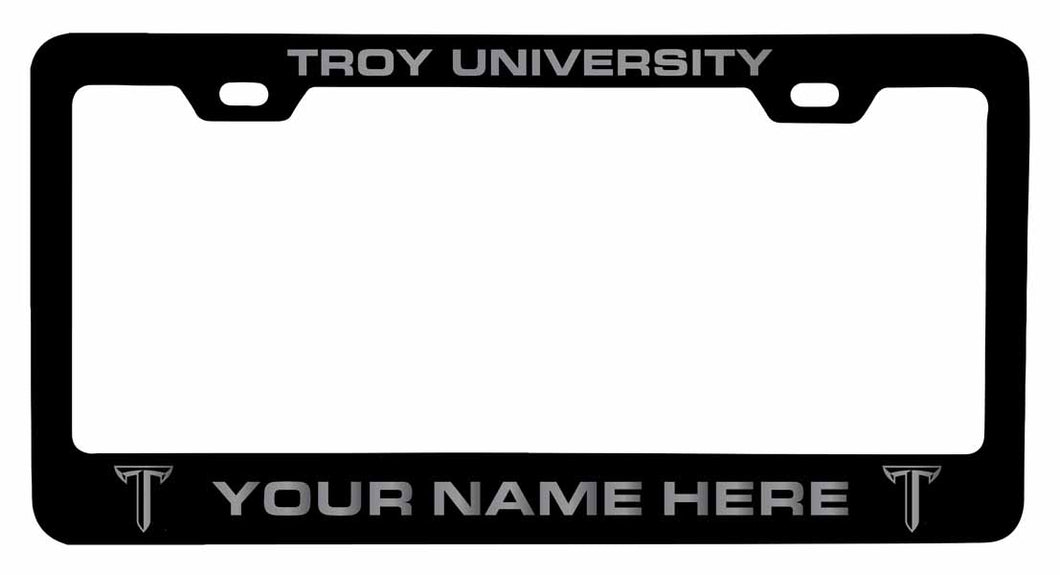 Customizable Troy University NCAA Laser-Engraved Metal License Plate Frame - Personalized Car Accessory