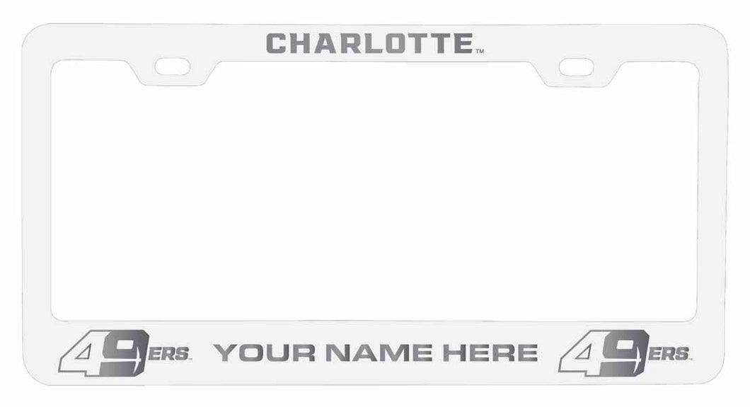 Customizable North Carolina Charlotte Forty-Niners NCAA Laser-Engraved Metal License Plate Frame - Personalized Car Accessory