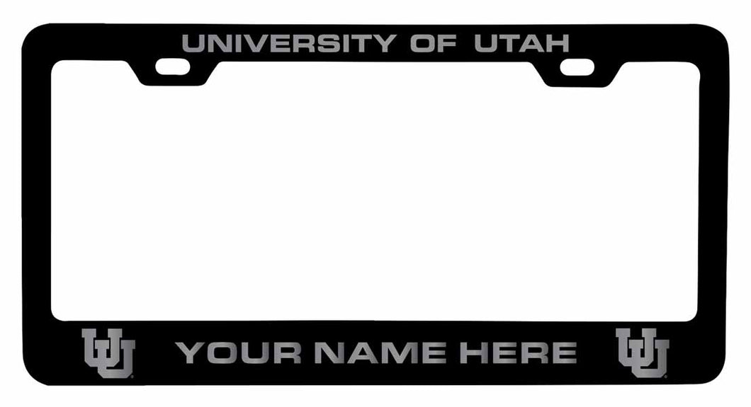 Customizable Utah Utes NCAA Laser-Engraved Metal License Plate Frame - Personalized Car Accessory