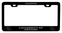 Load image into Gallery viewer, University of Denver Pioneers NCAA Laser-Engraved Metal License Plate Frame - Choose Black or White Color
