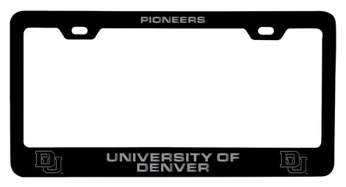 University of Denver Pioneers NCAA Laser-Engraved Metal License Plate Frame - Choose Black or White Color