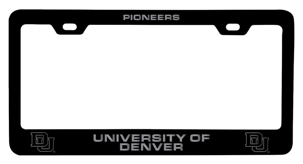 University of Denver Pioneers NCAA Laser-Engraved Metal License Plate Frame - Choose Black or White Color