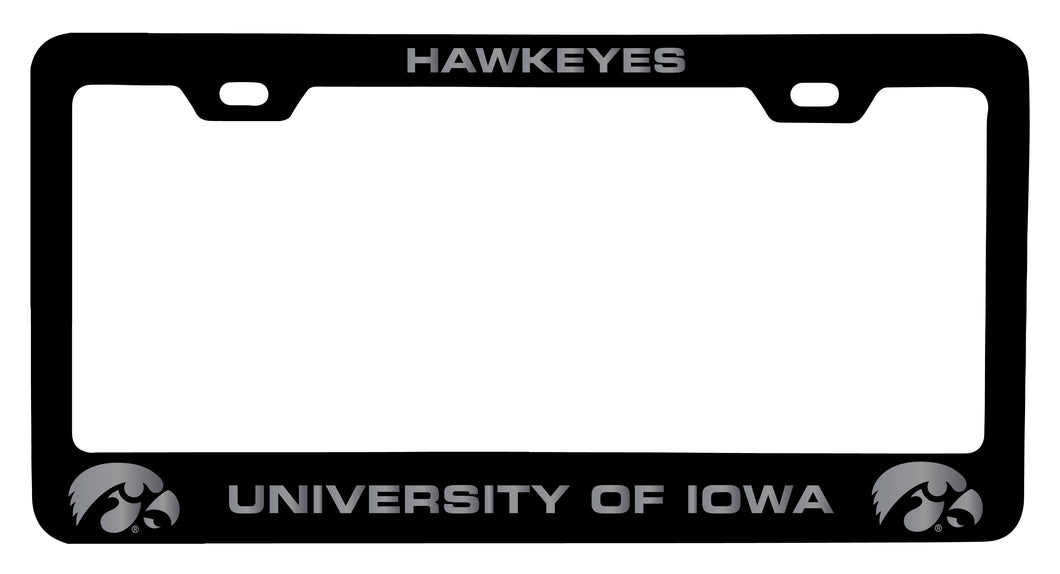 Iowa Hawkeyes NCAA Laser-Engraved Metal License Plate Frame - Choose Black or White Color