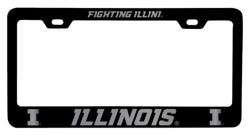 Illinois Fighting Illini NCAA Laser-Engraved Metal License Plate Frame - Choose Black or White Color