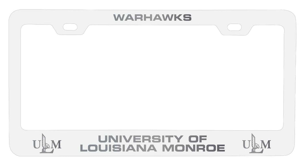 University of Louisiana Monroe NCAA Laser-Engraved Metal License Plate Frame - Choose Black or White Color