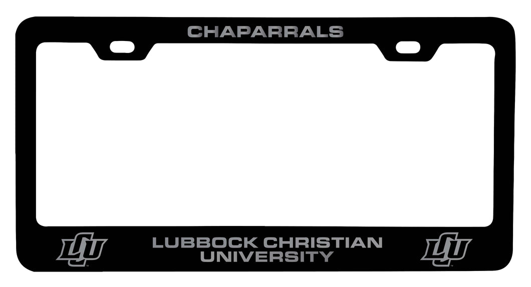 Lubbock Christian University Chaparral NCAA Laser-Engraved Metal License Plate Frame - Choose Black or White Color