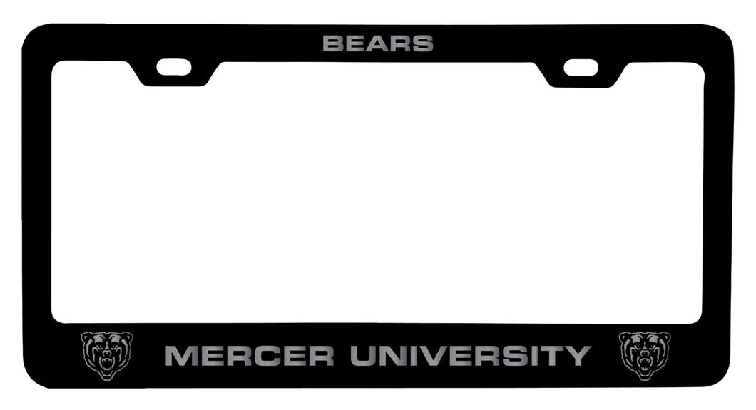 Mercer University NCAA Laser-Engraved Metal License Plate Frame - Choose Black or White Color