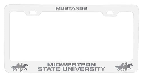 Midwestern State University Mustangs NCAA Laser-Engraved Metal License Plate Frame - Choose Black or White Color