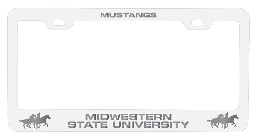 Midwestern State University Mustangs NCAA Laser-Engraved Metal License Plate Frame - Choose Black or White Color