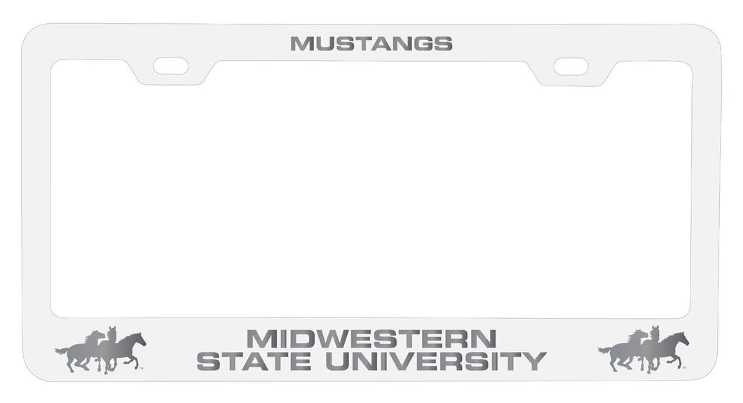 Midwestern State University Mustangs NCAA Laser-Engraved Metal License Plate Frame - Choose Black or White Color