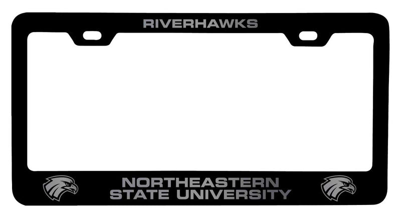 Northeastern State University Riverhawks NCAA Laser-Engraved Metal License Plate Frame - Choose Black or White Color