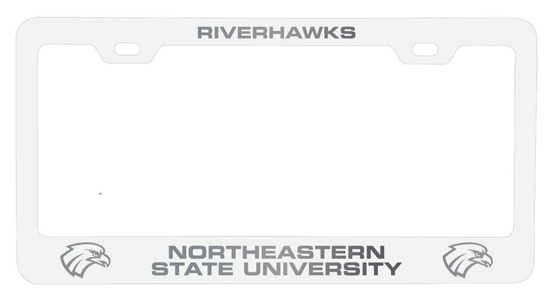 Northeastern State University Riverhawks NCAA Laser-Engraved Metal License Plate Frame - Choose Black or White Color