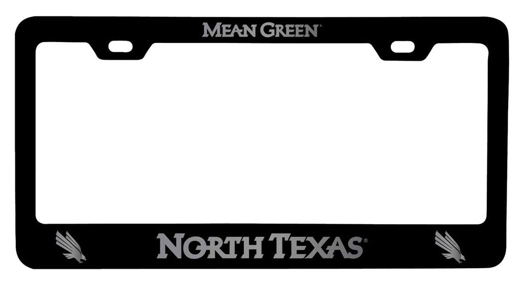 North Texas NCAA Laser-Engraved Metal License Plate Frame - Choose Black or White Color