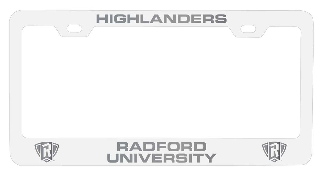 Radford University Highlanders NCAA Laser-Engraved Metal License Plate Frame - Choose Black or White Color