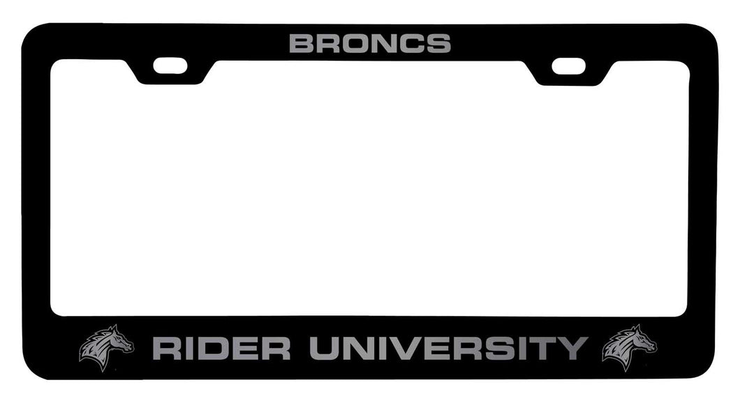 Rider University Broncs NCAA Laser-Engraved Metal License Plate Frame - Choose Black or White Color