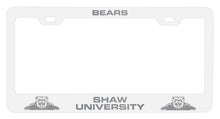Load image into Gallery viewer, Shaw University Bears NCAA Laser-Engraved Metal License Plate Frame - Choose Black or White Color
