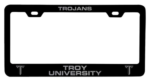 Troy University NCAA Laser-Engraved Metal License Plate Frame - Choose Black or White Color