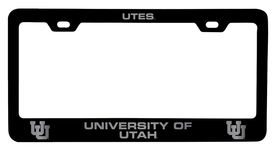 Utah Utes NCAA Laser-Engraved Metal License Plate Frame - Choose Black or White Color