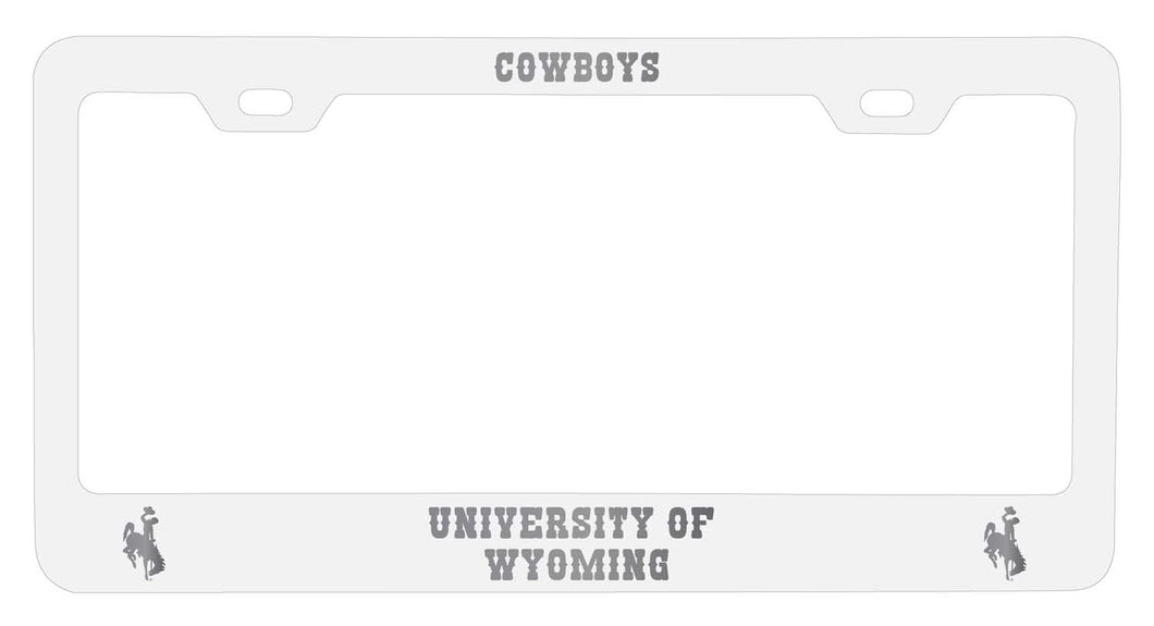 University of Wyoming NCAA Laser-Engraved Metal License Plate Frame - Choose Black or White Color