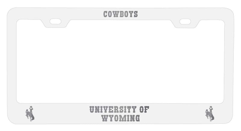 University of Wyoming NCAA Laser-Engraved Metal License Plate Frame - Choose Black or White Color
