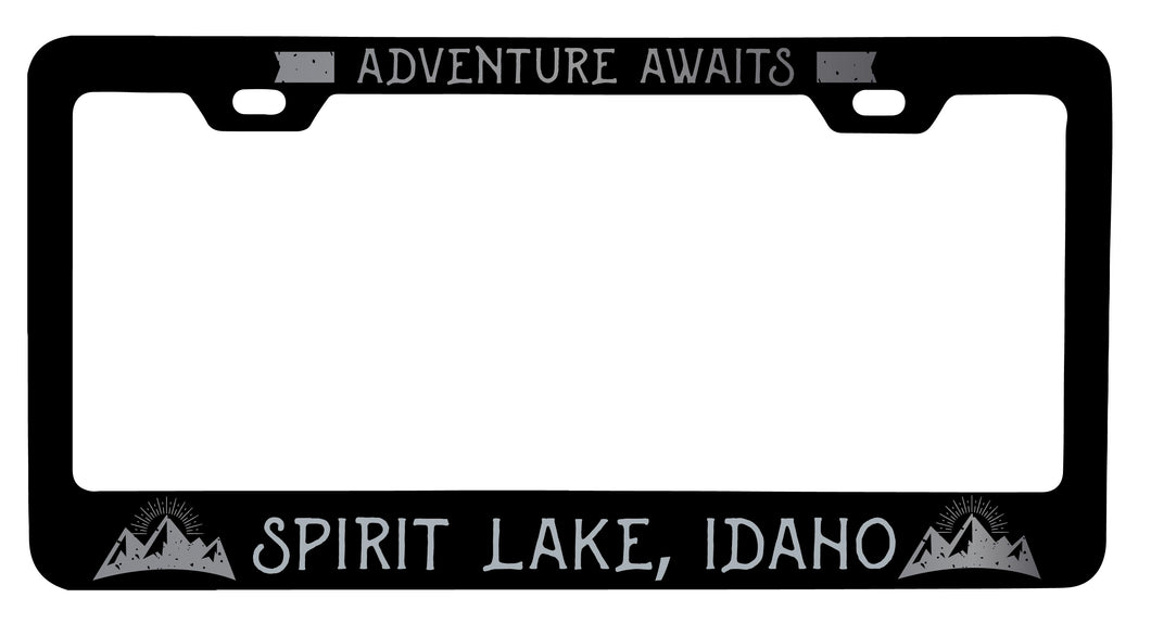 Spirit Lake Idaho Laser Etched Vanity Black Metal License Plate Frame