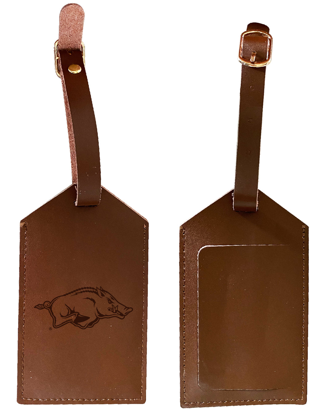 Elegant Arkansas Razorbacks NCAA Leather Luggage Tag with Engraved Logo