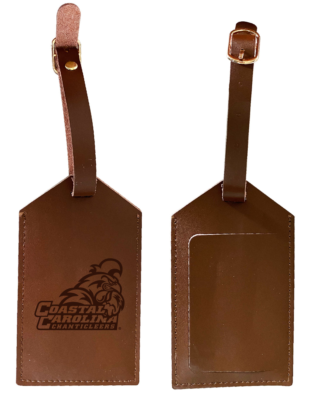 Elegant Coastal Carolina University NCAA Leather Luggage Tag with Engraved Logo