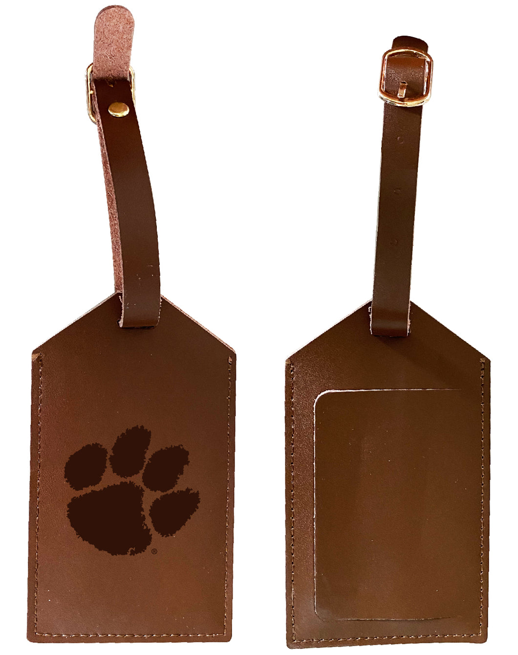 Elegant Clemson Tigers NCAA Leather Luggage Tag with Engraved Logo