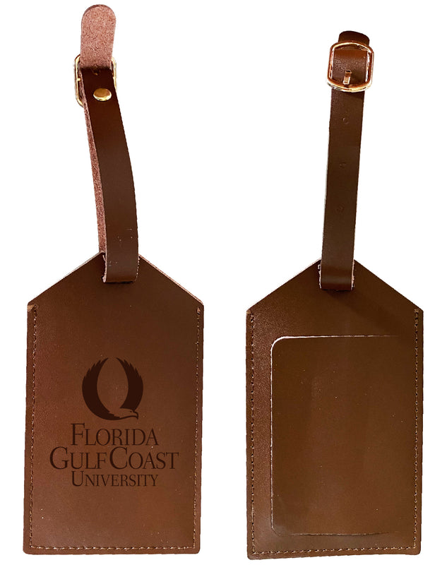 Elegant Florida Gulf Coast Eagles NCAA Leather Luggage Tag with Engraved Logo