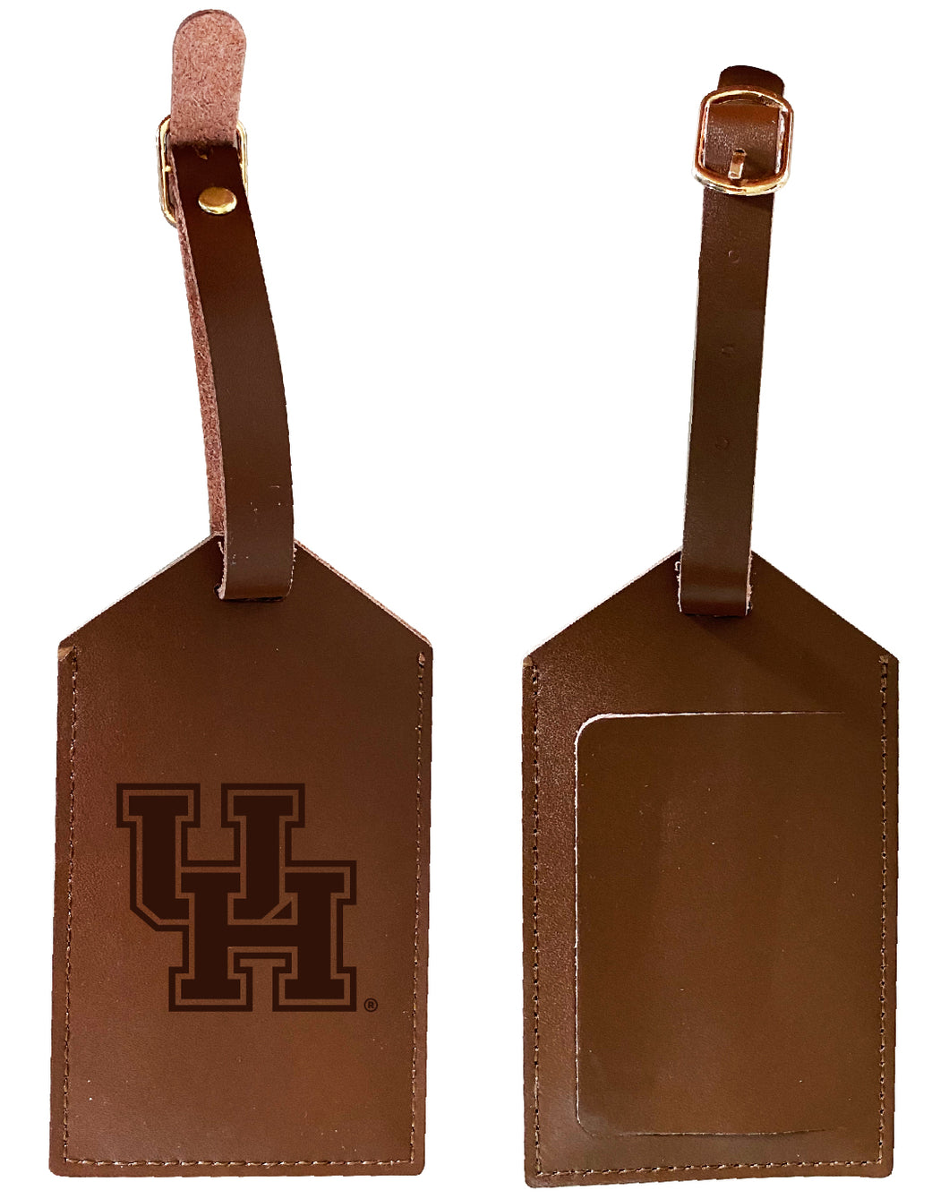 Elegant University of Houston NCAA Leather Luggage Tag with Engraved Logo