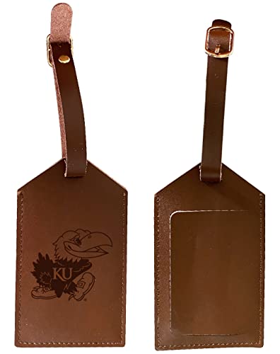 Elegant Kansas Jayhawks NCAA Leather Luggage Tag with Engraved Logo