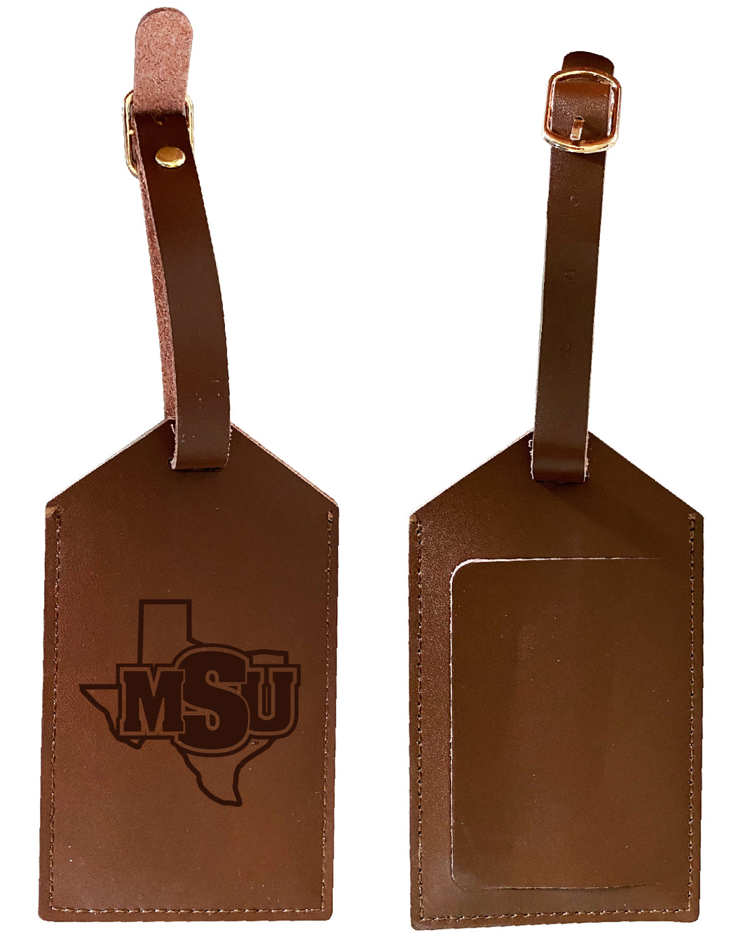 Elegant Midwestern State University Mustangs NCAA Leather Luggage Tag with Engraved Logo