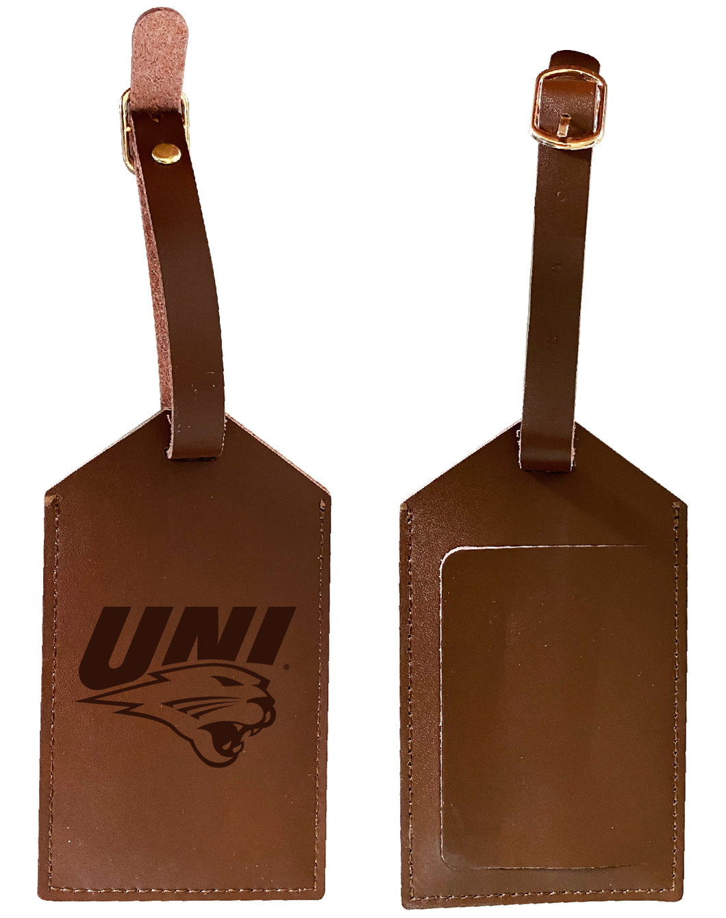 Elegant Northern Iowa Panthers NCAA Leather Luggage Tag with Engraved Logo