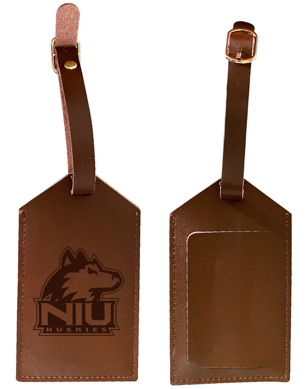 Elegant Northern Illinois Huskies NCAA Leather Luggage Tag with Engraved Logo