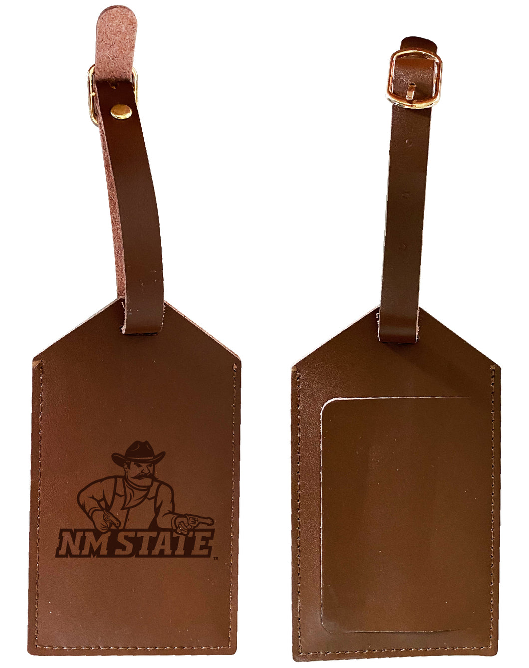 New Mexico State University Pistol Pete Leather Luggage Tag Engraved