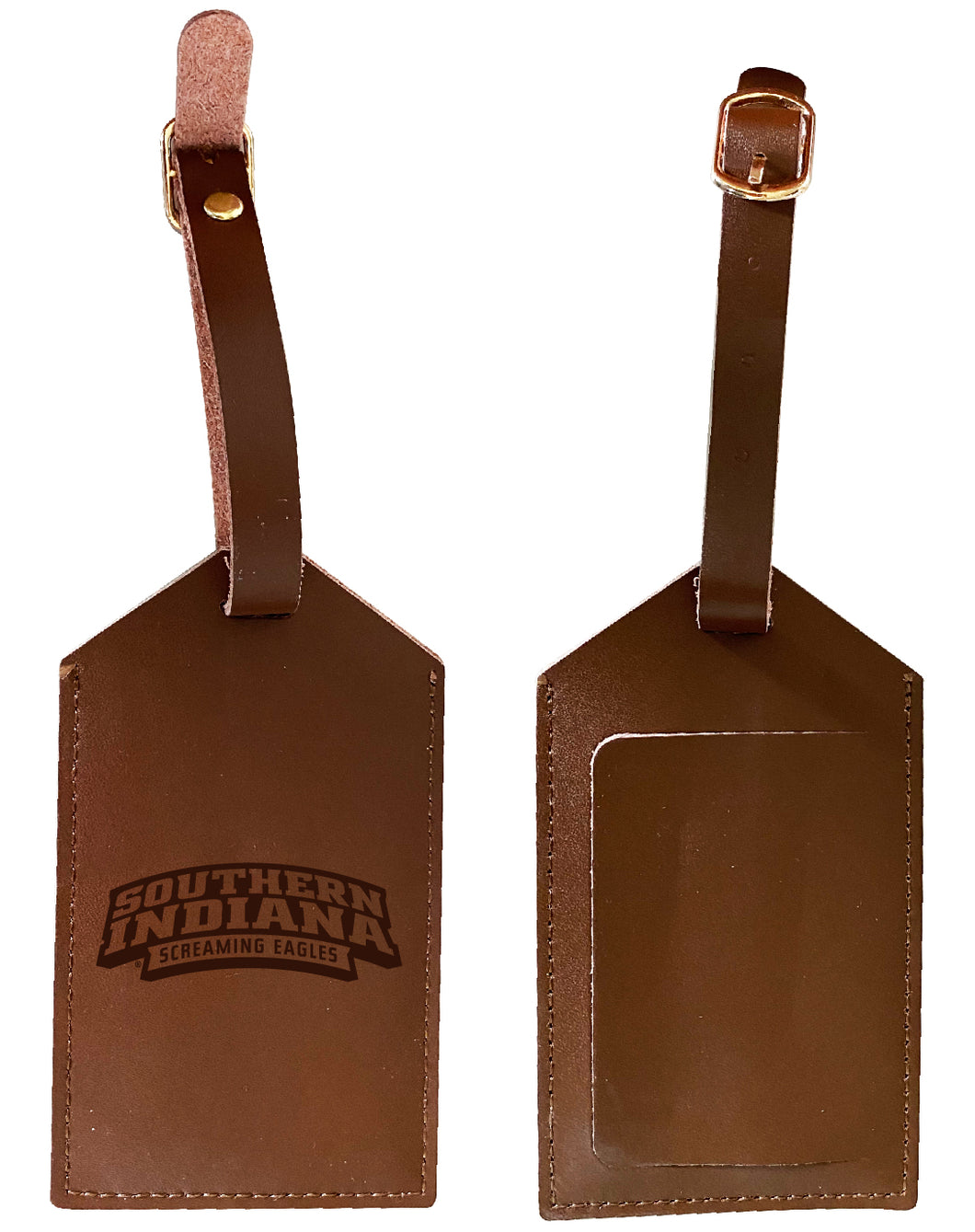 University of Southern Indiana Leather Luggage Tag Engraved