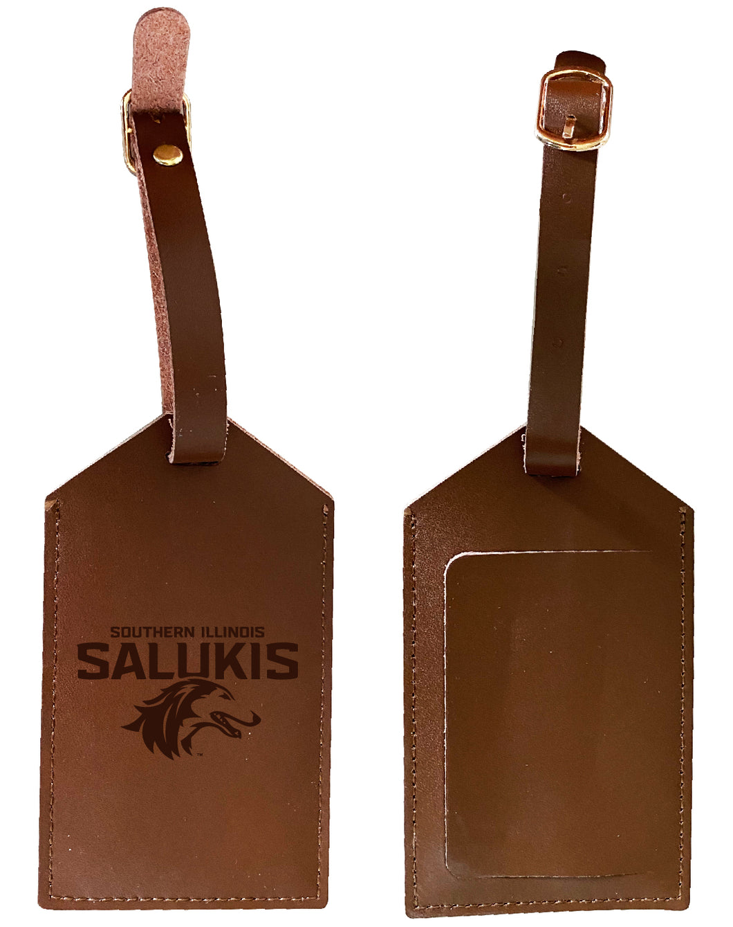 Elegant Southern Illinois Salukis NCAA Leather Luggage Tag with Engraved Logo