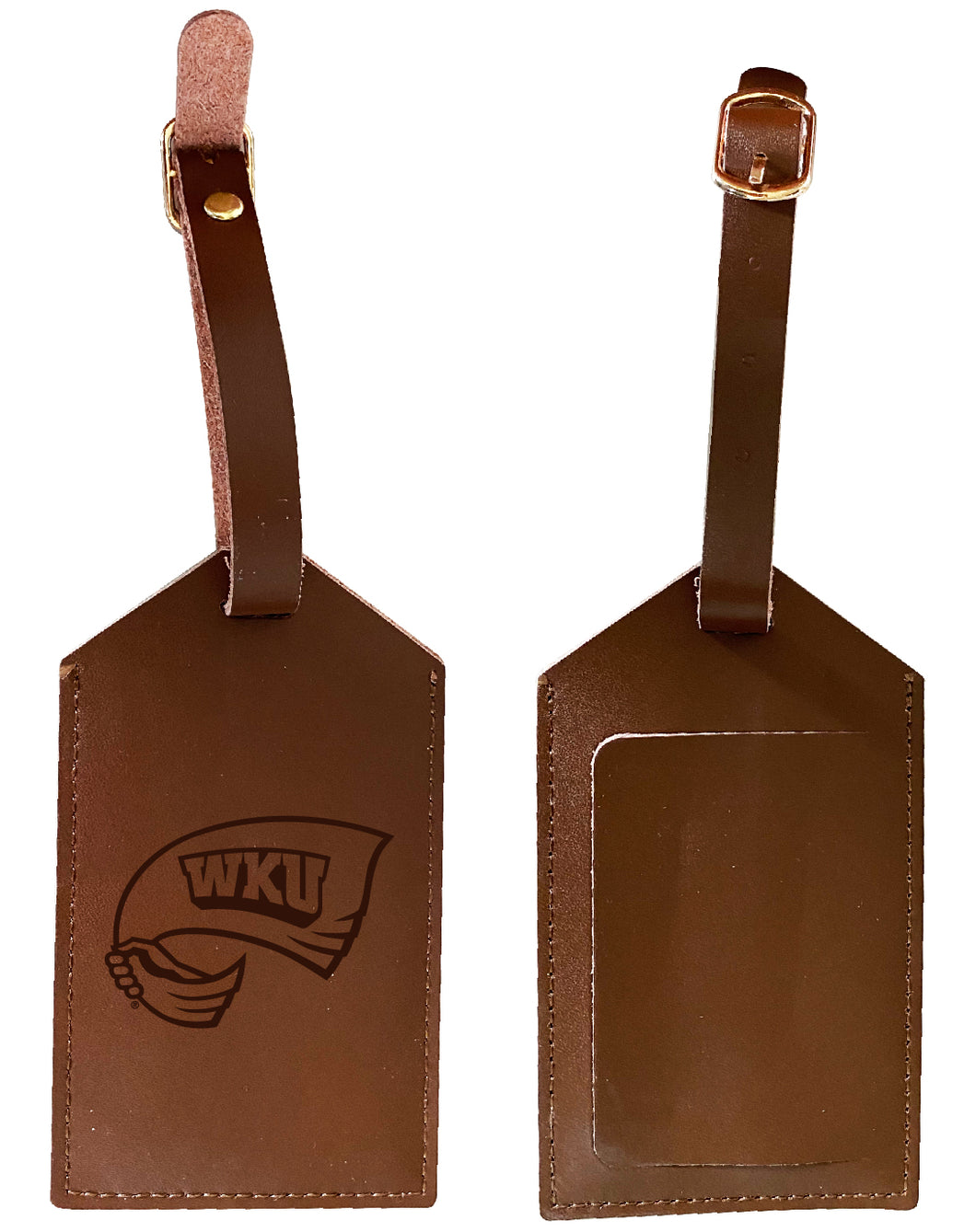 Elegant Western Kentucky Hilltoppers NCAA Leather Luggage Tag with Engraved Logo