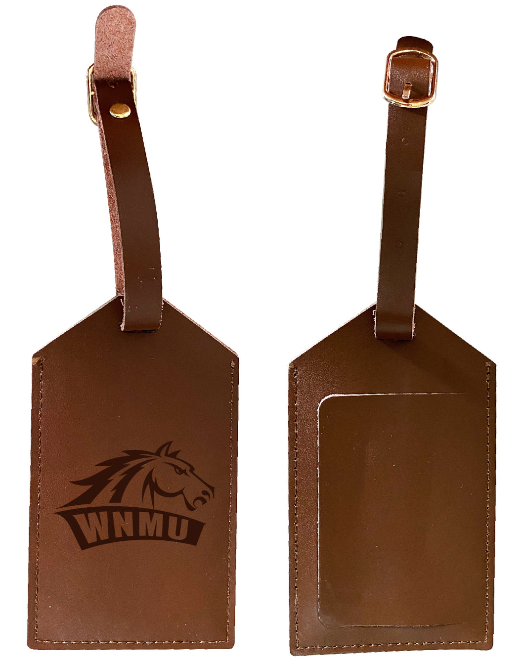 Elegant Western New Mexico University NCAA Leather Luggage Tag with Engraved Logo