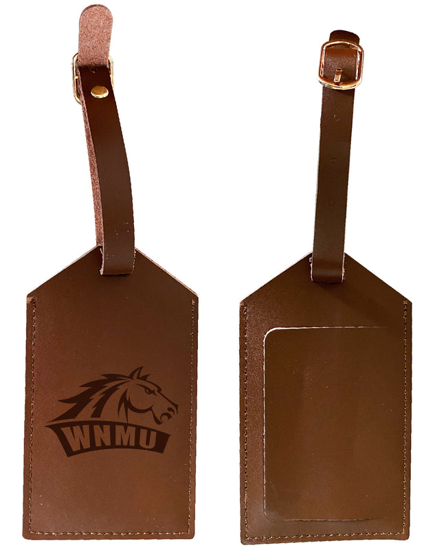 Elegant Western New Mexico University NCAA Leather Luggage Tag with Engraved Logo