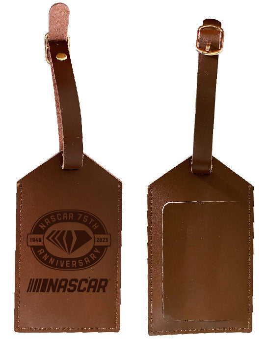 Nascar 75 Year Anniversary Leather Luggage Tag Engraved