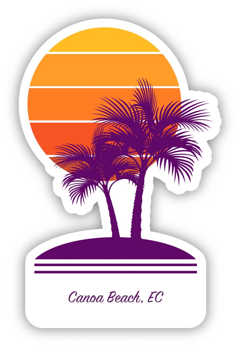 Canoa Beach Ecuador Souvenir 4 Inch Vinyl Decal Sticker Palm design