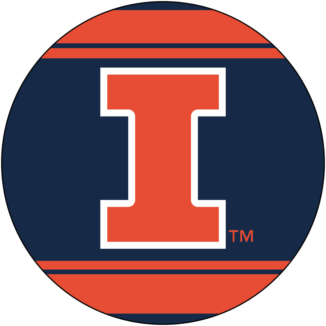 R and R Imports, Inc Illinois Fighting Illini Collegiate 4 Inch Round Trendy Polka Dot Magnet