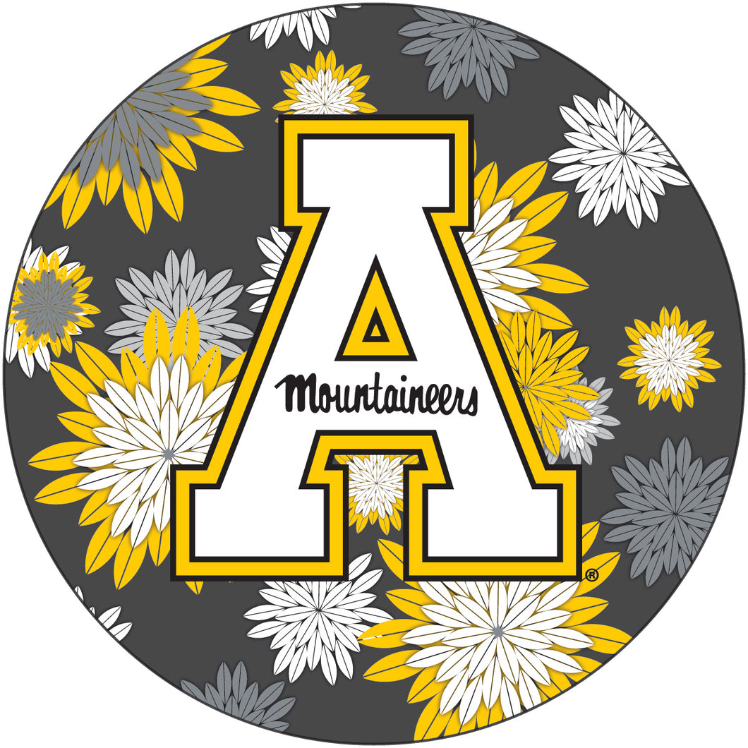 Appalachian State Floral Design 4-Inch Round Shape NCAA High-Definition Magnet - Versatile Metallic Surface Adornment